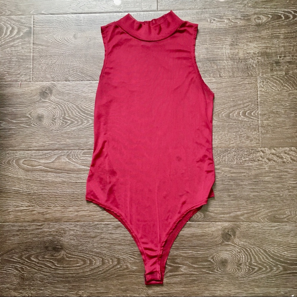 Maroon mesh bodysuit